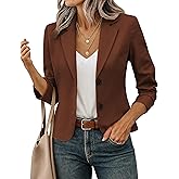 FOLUNSI Women's Business Casual Cropped Blazer Lapel Collar Long Sleeve Work Office Suit Jacket with Fully Lined S-XL