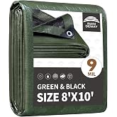 RAINDEWAY 8x10 Feet Tarp Waterproof 9Mil Multipurpose Poly Tarps Cover | Camping,Tent,Outdoor,Finished Size,Multipurpose Tarp Cover with Metal Grommets,Sturdy Corners,Reinforced Edges,UV Resistant