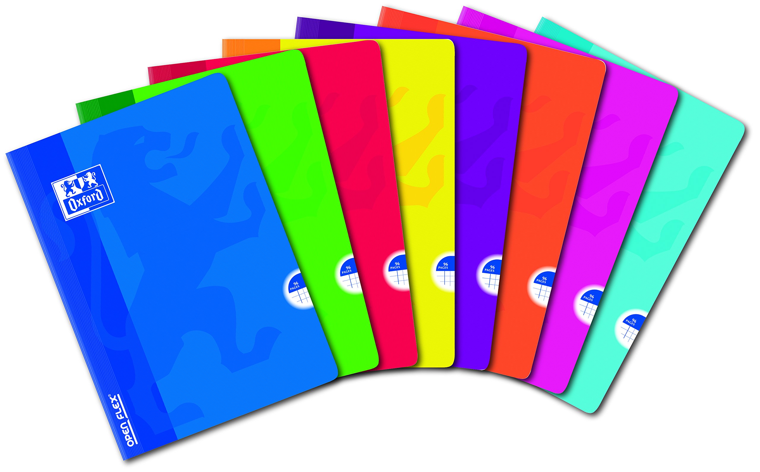 Oxford OpenFlex Pack of 10 Notebooks Small Squares 5 x 5, 96 Pages Assorted Colours A4 (21 x 29,7 cm) Assorted Colours