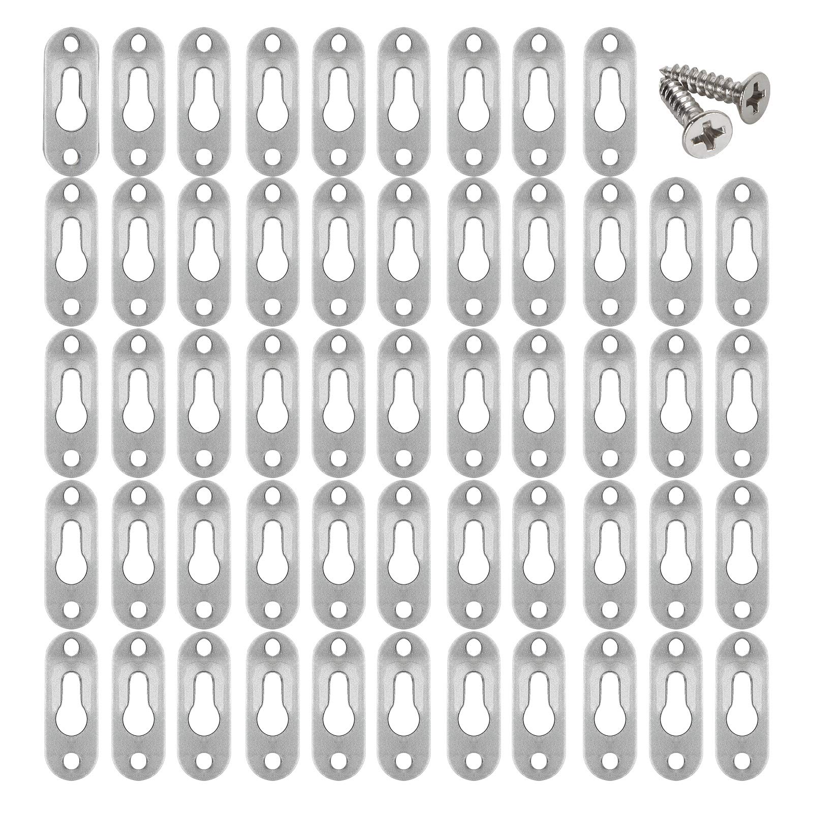 Photo 1 of 100 PCS Heavy Duty Metal Keyhole Hangers 1.7 x 0.65 inch Single Hole Hanging Picture Hanger Fasteners Hooks for Picture Frames Rivet Fittings