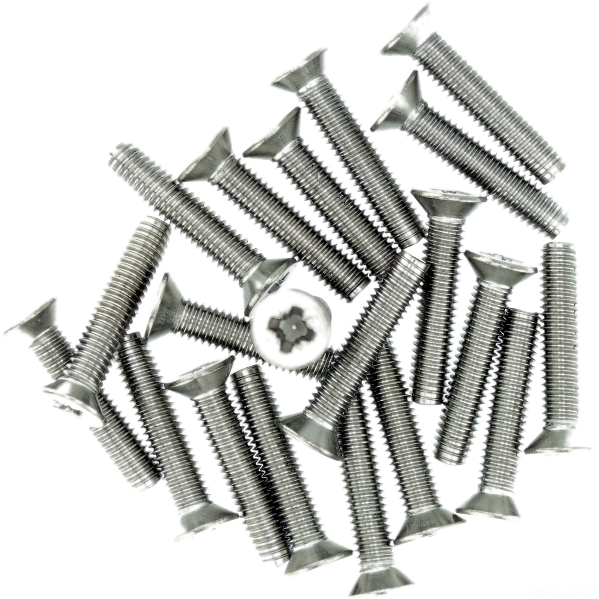 M5 (5mm x 20mm) Pozi Countersunk Thread Rolling Screw - Stainless Steel (A2) (Pack of 20)