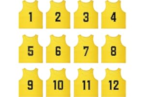 RE-HUO Set of 12 Numbered (1-12) Soccer Vests/Sport Pinnies/Training Bibs with Free Carry Bag