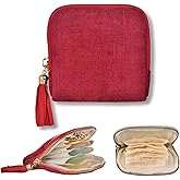 Small Travel Jewelry Case, Soft Velvet Organizer Pouch for Bangle, Bracelets, Large Earrings, Beaded necklace, Anti-Scratch & Portable Jewelry Bag Holder for Travel & Everyday Use (Classic Red)