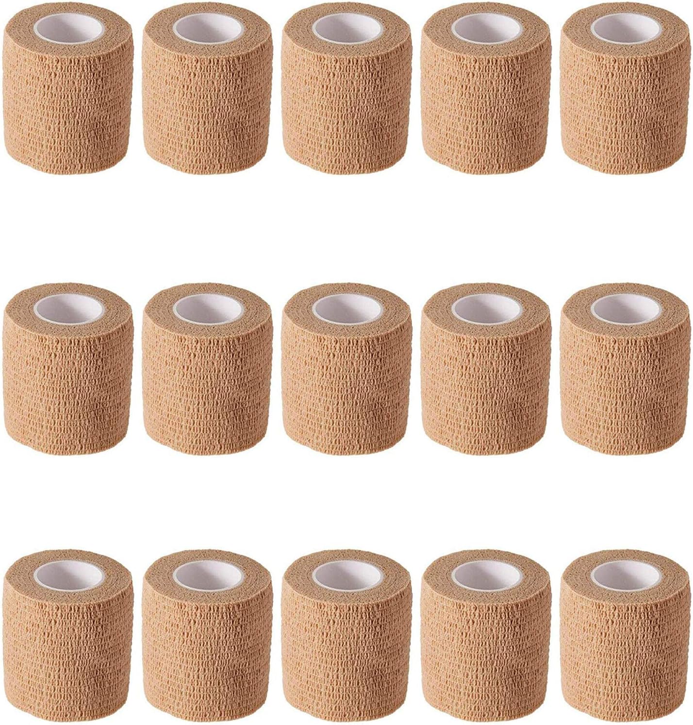 KISEER 15 Pack 2” x 5 Yards Self Adhesive Bandage Assorted Color Breathable Cohesive Bandage Wrap Rolls Elastic Self-Adherent Tape for Stretch Athletic, Sports, Wrist, Ankle: Health & Personal Care