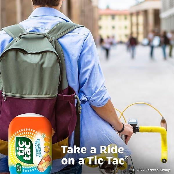 TIC TAC TROPICAL ADVENTURE FRUIT FLAVORED MINTS, 8 COUNT, ON-THE-GO REFRESHMENT, STOCKING STUFFERS, 3.4 OZ EACH