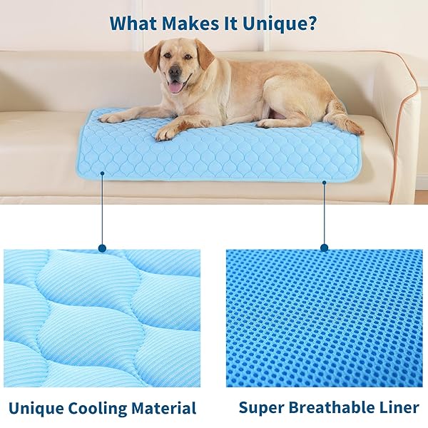 MARUNDA SELF DOG COOLING MAT, WASHABLE ICE SILK COOLING MAT FOR SMALL MEDIUM LARGE DOGS AND CATS, PET SLEEPING PAD FOR CRATE, BED, INDOOR,CAR SEATS., BLUE