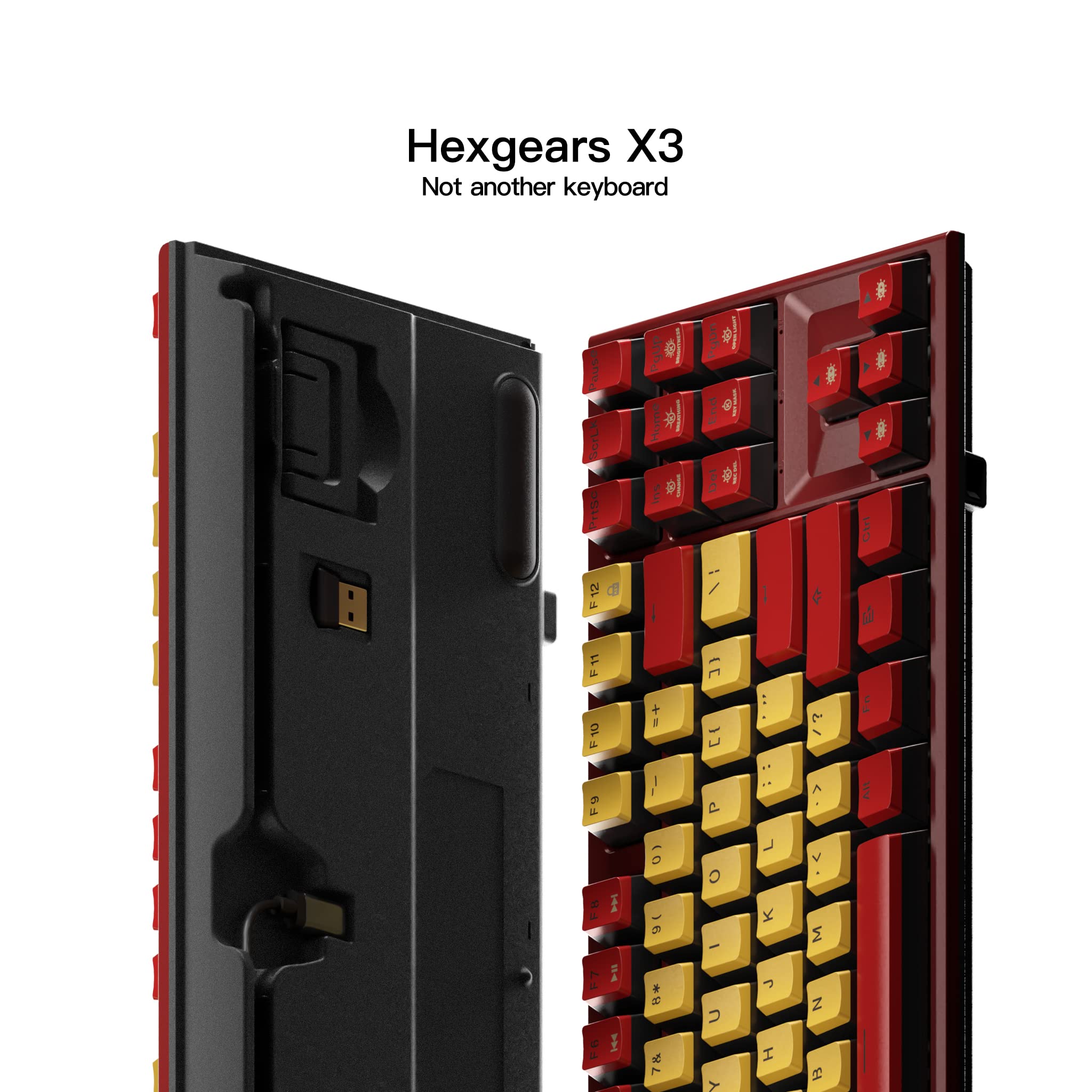 Hexgears X3 TKL 2.4ghz Wireless Mechanical Keyboard with Rose Red Kailh Box Switches, Dark Knight Tenkeyless Compact Keyboard for Gaming, Ergonomic 87-Key Typewriter Keyboard with Wrist Rest