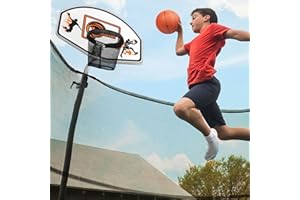 ZOOMSTER Trampoline Basketball Hoop with Mini Basketball Easy to Install Basketball Hoop for Trampoline Fit for Straight Pole and Curved Pole