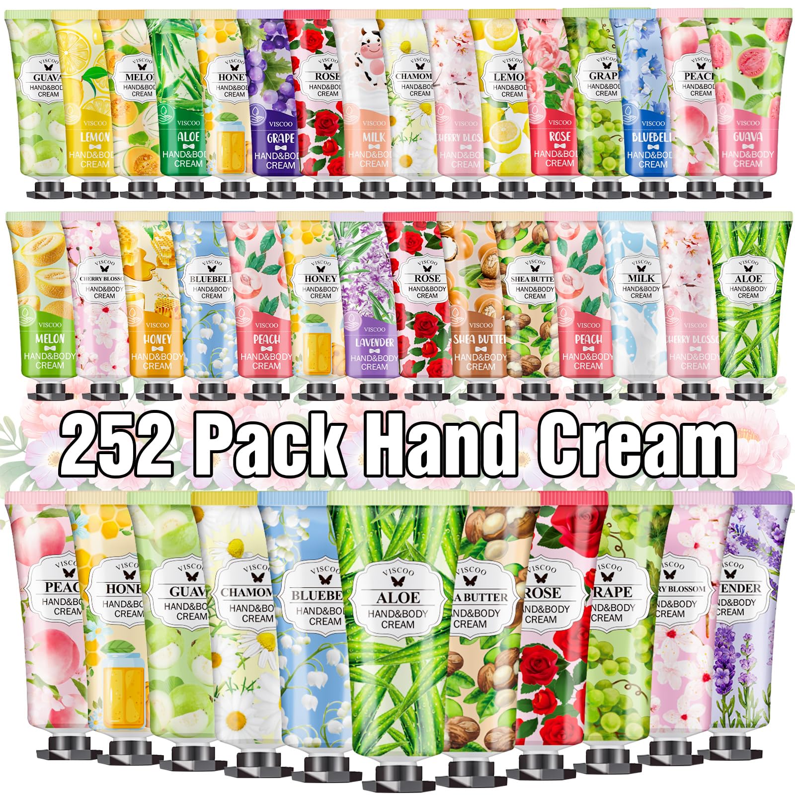 View 1 of VISCOO 252 Pack Hand Cream Gifts Set for Women, Stocking Stuffers for Women Teengirls, Christmas Gifts, Bulk Gifts,Small Gifts,Mini Moisturizing Hand Lotion Travel Size in Bulk for Dry Cracked Hands