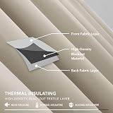 Deconovo Thermal Blackout Curtains 90x90 Pencil Pleat Light Beige 2 Panels view 5