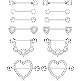 Shakalaka Surgical Steel Nipple Rings Body Piercing Jewelry for Women with Cute Heart 14g