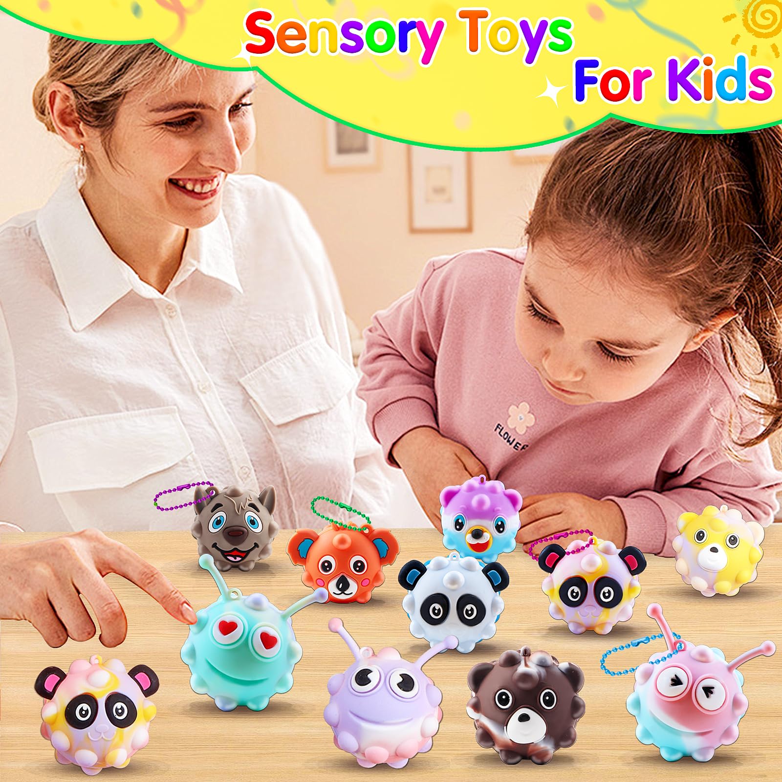 Party Favors for Kids,3D Animal Pop Balls Fidget Toys,Birthday Gifts,Goodie Bag Stuffers,Pinata Stuffers,Carnival Prizes,Treasure Box Toys,Prizes for Kids Classroom