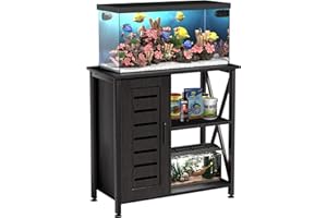 Herture 20-29 Gallon Fish Tank Stand, Aquarium Stand with Cabinet Accessories Storage, Heavy Duty Metal Frame, 31.49" L*15.74" W Tabletop, 330LBS Capacity, Black PG07YGB
