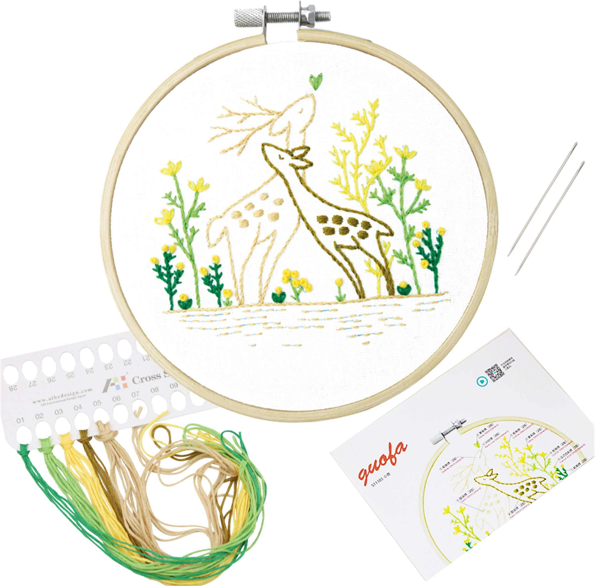 Full Range of Handmade Embroidery Starter Kit with Various Patterns Including Embroidery Hoop, Embroidery Cloth, Color Threads, Neddle and Instruction for Beginners (511185)