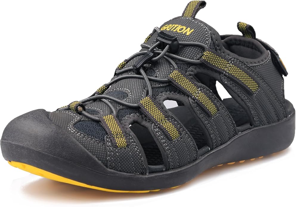 GRITION Men's Walking Sandals Outdoor Sport Adjustable Hiking Sandals Waterproof Quick Dry