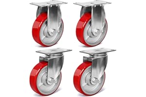 ZDNEY 4 Inch Heavy Duty Casters, Swivel Caster Wheels, Polyurethane on Steel Wheel- Casters Set of 4 with 2000 lb Capacity, Caster Wheels for Furniture Workbench Cart (2 Swivel & 2 Rigid)