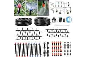 HOTROSE 226FT Greenhouse Micro Drip Irrigation System Kit, Automatic Irrigation System Patio Misting Plant Watering System Distribution Tubing Drip Emitters Drip Spray 2 in 1 Nozzle for Greenhouse, Yard, Lawn
