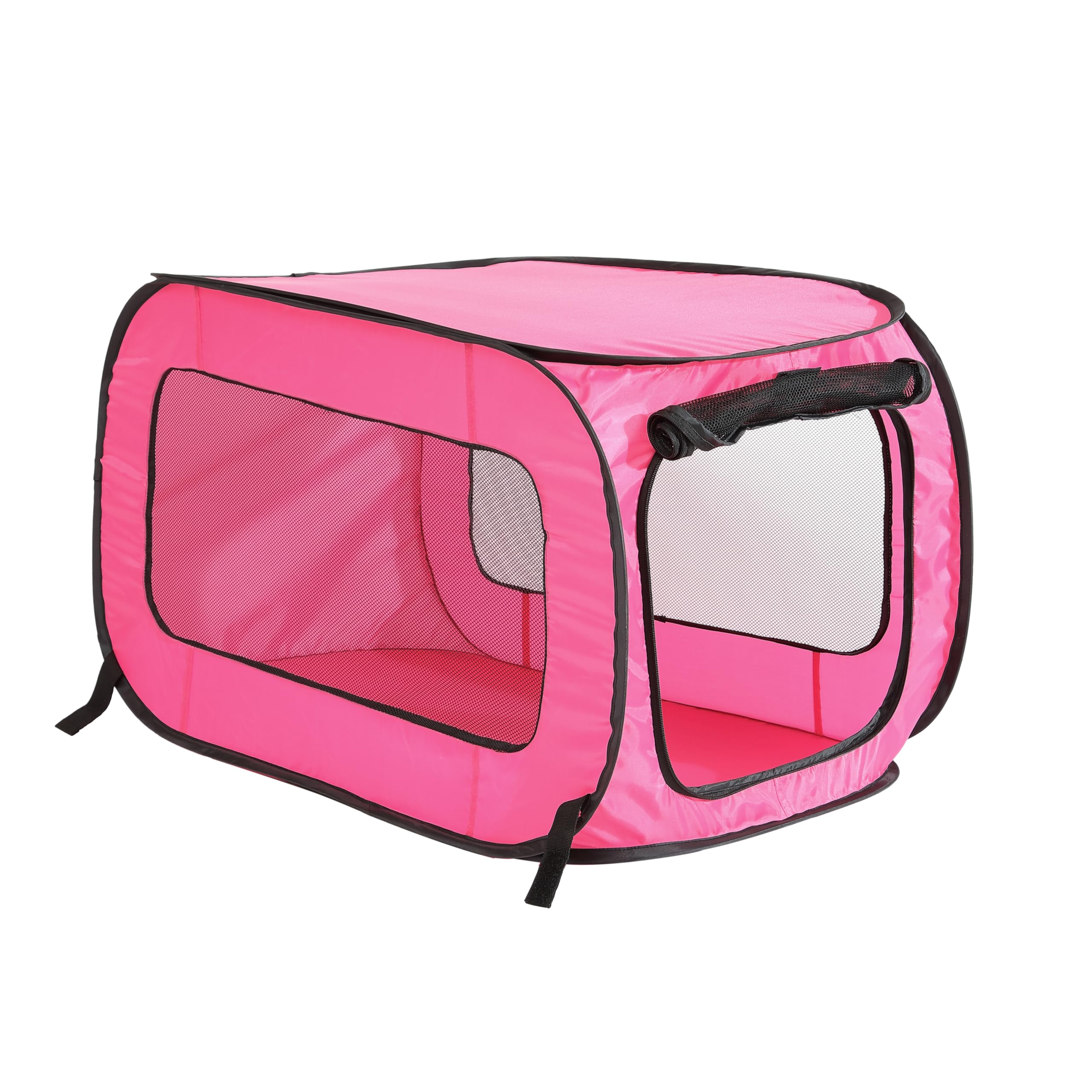 Beatrice Home Fashions Portable, Collapsible, Pop Up Kennel Travel Cat and Dog Crate, 32.5" L x 19.5" W x 19.5" H, Fuchsia