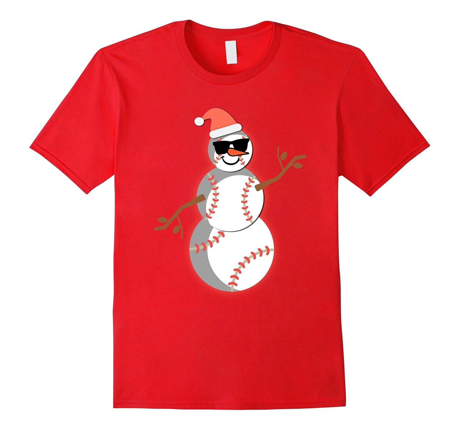 Christmas Baseball Snowman Shirt Funny Snow Balls T-Shirt-ANZ