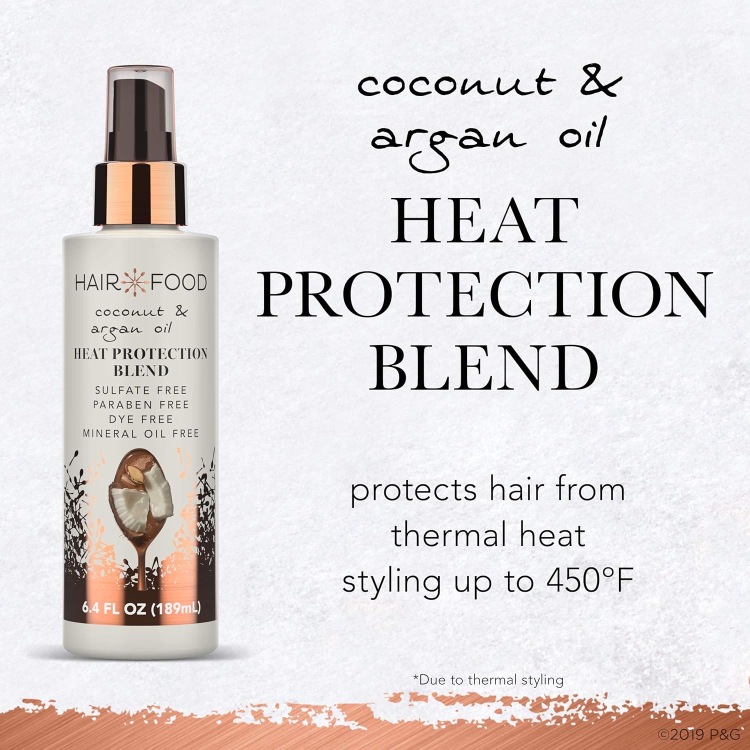 Hair Food Coconut & Argan Oil Heat Protectant Spray Blend, 6.4 fl oz | Heat Shield Protector: Beauty