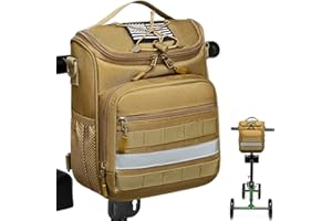 SLINRKE Knee Walker Handlebar Bag - Tactical Knee Walker Accessories Bag with Insulated Pocket & Shoulder Strap for Knee Walker, Bike, Scooter (Brown)