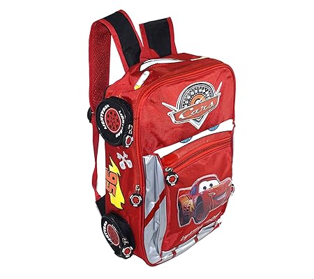 Shuban Disney Cars Lightning Kids Toddlers Boy Canvas Cartoon Zipper Shoulder Red School Backpack