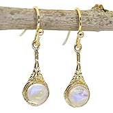 Gold dangle earrings, gemstone earrings, Natural stone earrings