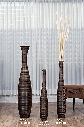 Leewadee Large Floor Vase - Handmade Flower Holder Made of Wood, Sophisticated Vessel for Decorative Branches and Dried Flowers, 44 inches, Black Leewadee Large Floor Vase \u2013 Handmade Flower Holder Made of Wood