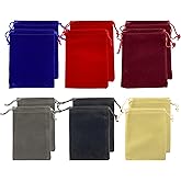 AEAOA Gift Bags, Pack of 25 Pieces 4" X 3" Velvet Drawstring Jewelry Pouches, for Candy, Pins, Jewelry, Treats, Birthday Party Favors (Mixed Colors)