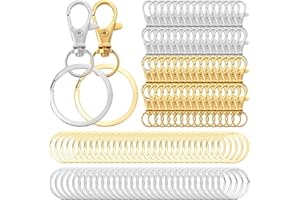 120PCS Key Chain Clip Hooks, 60Pcs Lobster Claw Clasps and 60Pcs Key Rings, Swivel Snap Hooks for Key Chain Clip Lanyard, Jew