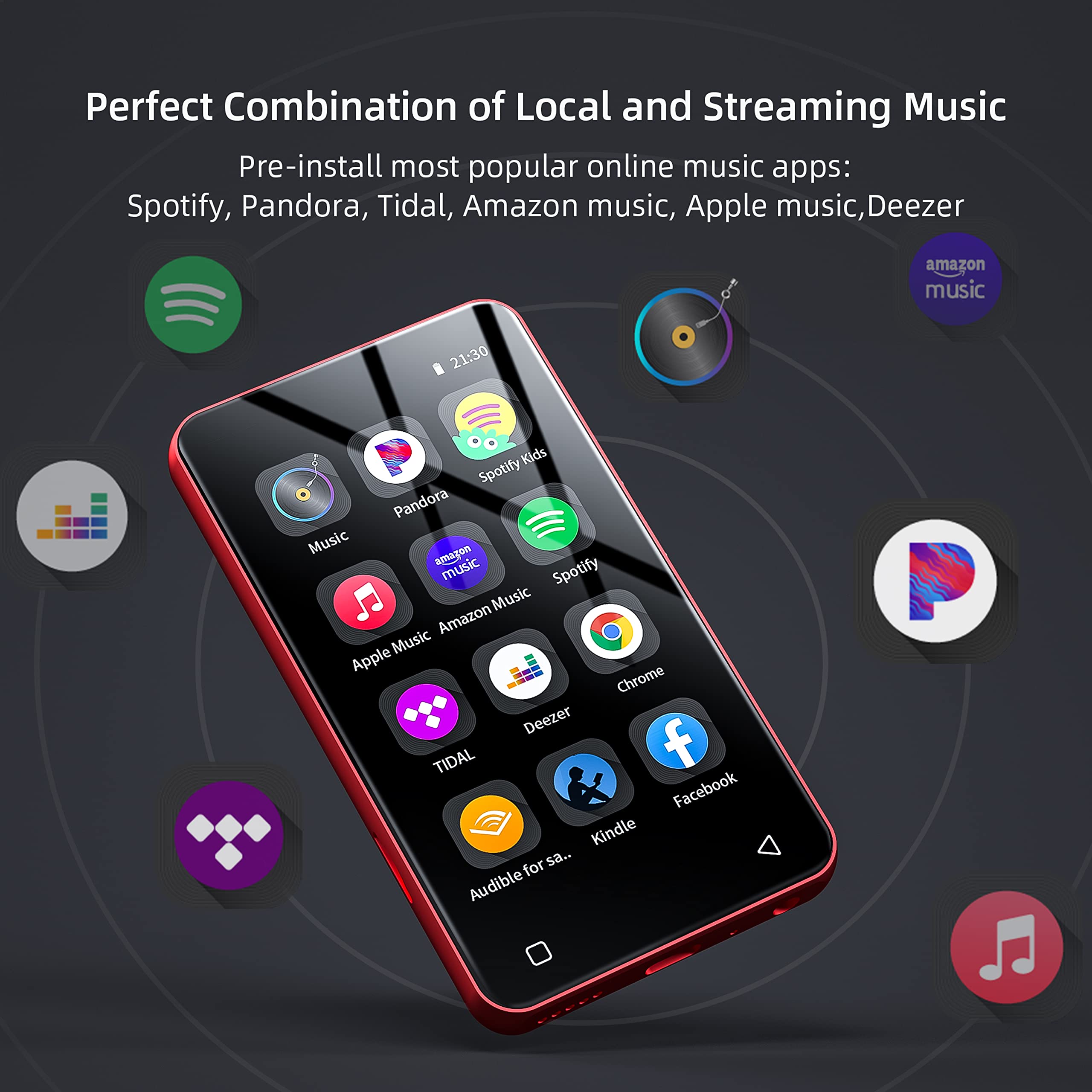 MP3 Player with Bluetooth and WiFi,MP3 Player with Spotify,Spotify Kids,Audible,Pandora,Amazon Music,4