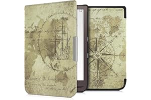 kwmobile Case Compatible with Pocketbook InkPad 3/3 Pro/Color Case - eReader Cover - Travel Vintage Brown/Light Brown