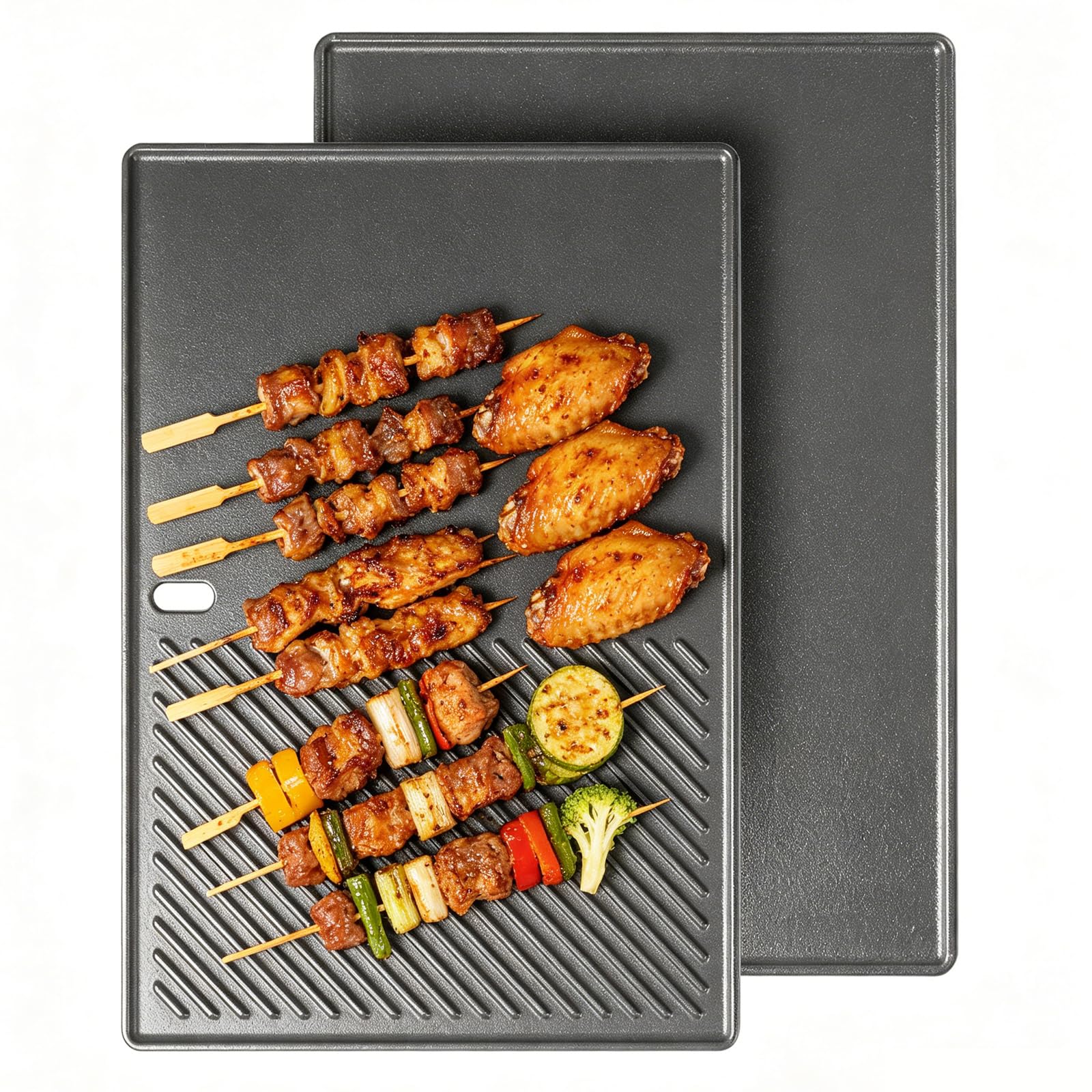Gusseisen Grillplatte für Landmann Triton 3 und 4 Brenner, Enders Boston 4, Enders Monroe PRO 4, Enders Boston 6 Gasgrill, 43,5 x 31,5CM Grill Plancha für Broil King Baron,Crown,Ersatzteile Bratpfanne