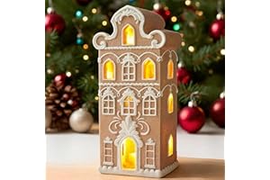 Cynkeyee Gingerbread House Christmas Decorations Indoor - Resin Gingerbread House Christmas Village Home Decor Gifts for Women 2.5x2x5.5 Inch