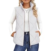 YUCOLEN Women's Quilted Vest Stand Collar Lightweight Zip Padded Gilet Sleeveless Jackets Coats Outerwear with Pockets