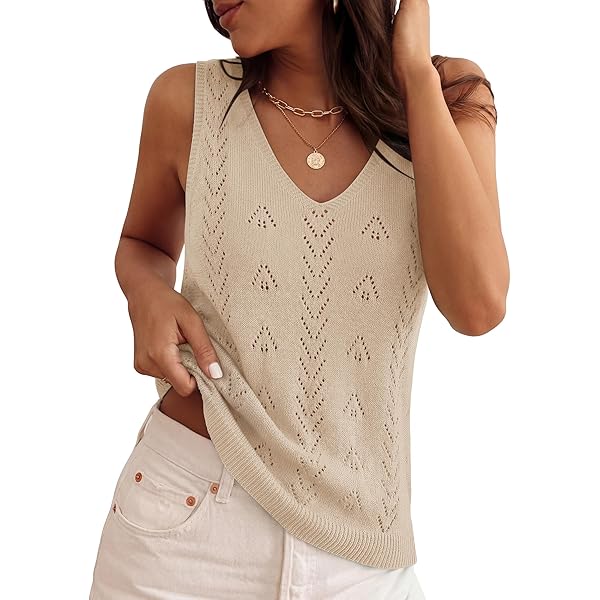 ZESICA Womens Summer Sleeveless Knit Vest Tops 2026 Casual V Neck