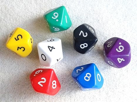 Amazon 10面ダイス サイコロ Opaque D10 10面体 ジャンボ 7カラー 7個セット ダイス サイコロ おもちゃ