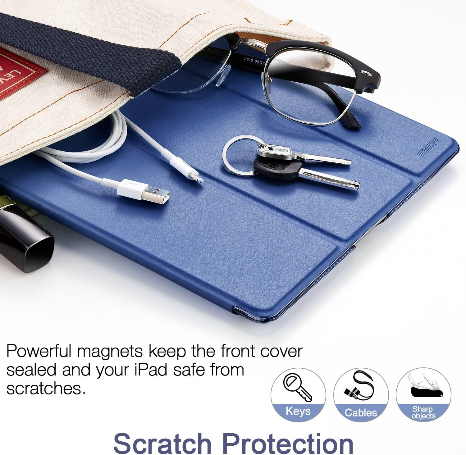 Amazon Esr Ipad Air2 ケース 軽量 薄型 オートスリープ スタンド機能 半透明ー 傷つけ防止 三つ折タイプ Ipad Air2専用 スマートカバー ネービーブルー Esr タブレットケース 通販