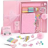 HAPPY LOLLI Pink LolliME DIY Journal Kit for Girls – 300+ Pieces! Lockable Fuzzy Diary, Markers, Stickers & Empowering Pages – Gift Box for Tweens & Teens – Creative Journaling Set