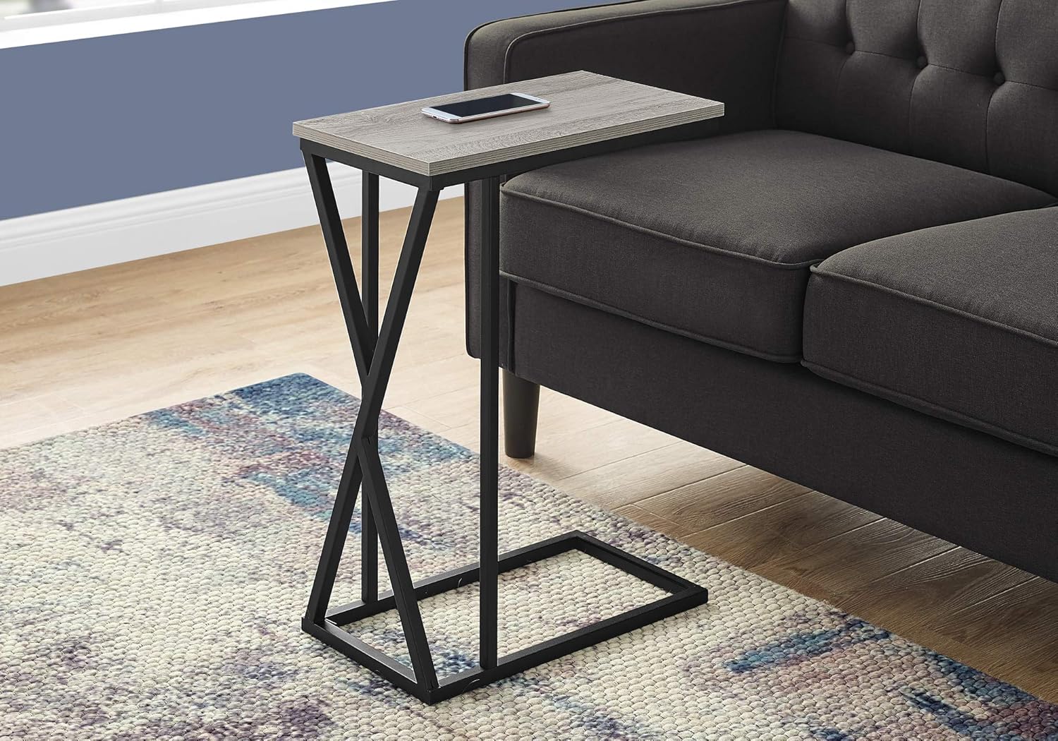Monarch Specialties I 3248 CShaped Side End Accent Table XCross
