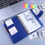 HAUTOCO PU Leather A6 Budget Binder Cover 6 Ring Notebook Folder Navy Blue view 4