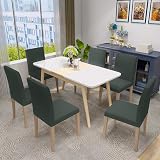 MAXIJIN Pea Green Jacquard Stretch Dining Chair Covers 4/Set Parson Slipcovers view 2