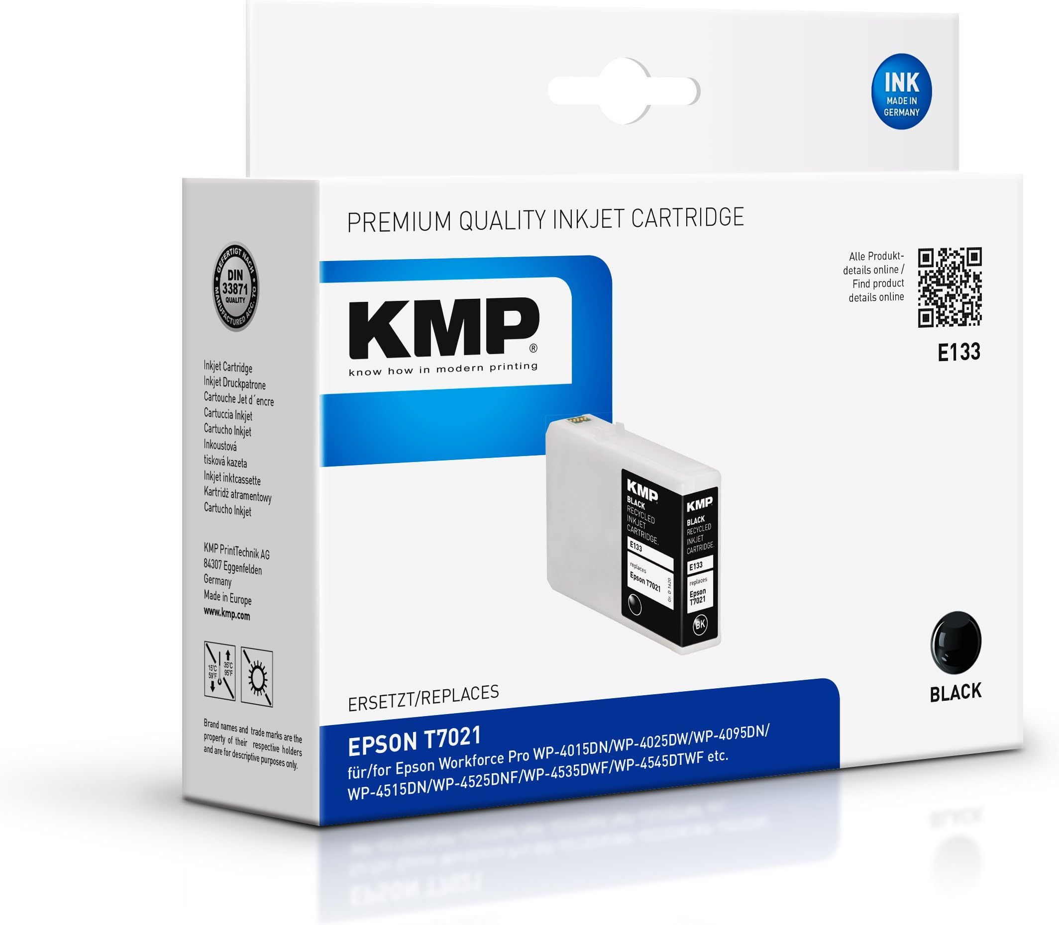 KMP E133 Ink Cartridge Replaces Epson T7021 – Black