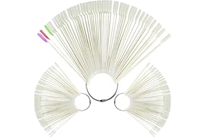 ZEONHEI 150 PCS Tips Natural Nail Art Sticks, Fan-shaped Display Sticks, Nail Art Polish Sticks Display Supplies with Metal Ring for Nail Display Practice Home DIY Polish Board