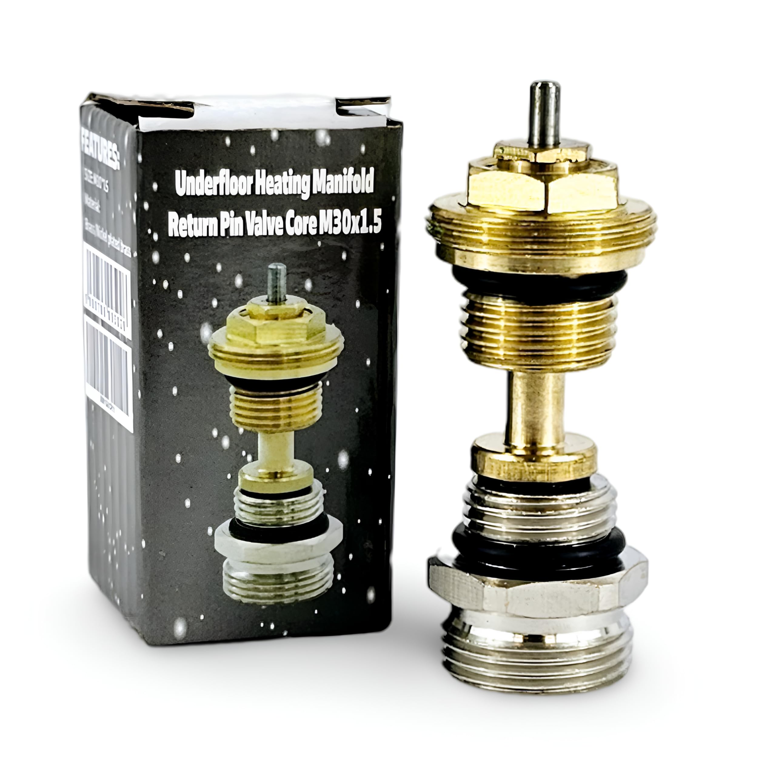 Wärmer System Underfloor Heating Manifold Return Pin Valve Core M30x1.5 with 1/2x3/4 Bottom Fitting