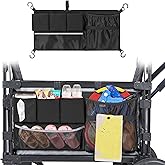 Stroller Wagon Cargo Net, Wagon Accessories Organizer Compatible with WONDERFOLD W-Series Models, Large Capacity Mesh Cargo Storage Bag with Sorting Pockets Compatible with Keenz Wagon, Black
