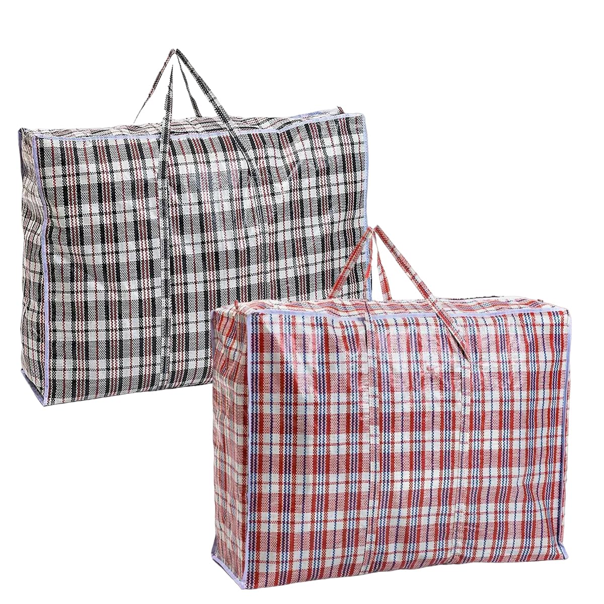 iPEAK Storage Bags Extra Large Heavy Duty Jumbo Laundry Bag Waterproof Dust Resistant Reusable Double Zipper Bag For Moving House Clothing, Wardrobe storage, toys, bedding (Black&Red Check)