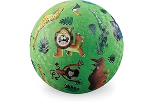 Crocodile Creek Playground Ball - Durable Rubber Ball for Kids Ages 3 and Up - Bouncy Inflatable Ball for Kickball, Indoor Games, and Outdoor Sports - PVC-Free - Very Wild Animals - 5-inch Diameter