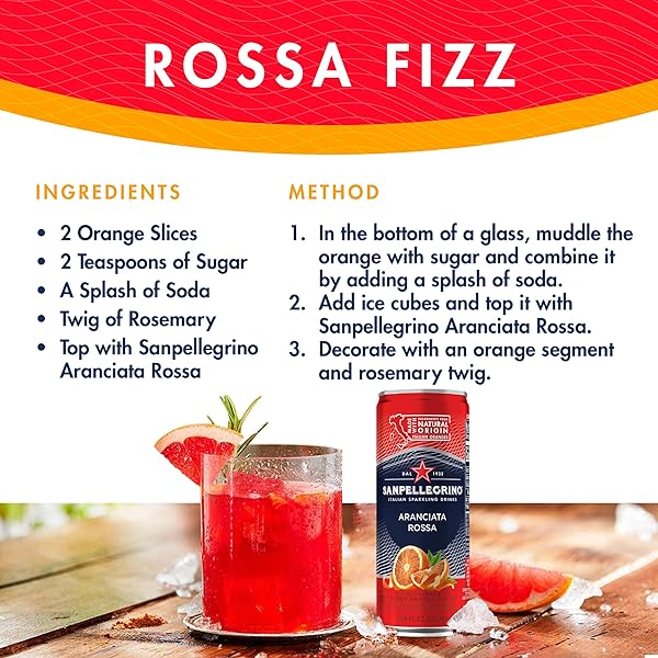 SANPELLEGRINO ITALIAN SPARKLING DRINK ARANCIATA ROSSA, SPARKLING ORANGE AND BLOOD ORANGE BEVERAGE, 11.15 FL OZ (PACK OF 24)