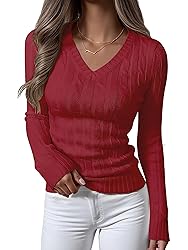 ANRABESS Womens Long Sleeve Cable Knit Sweater 2025
